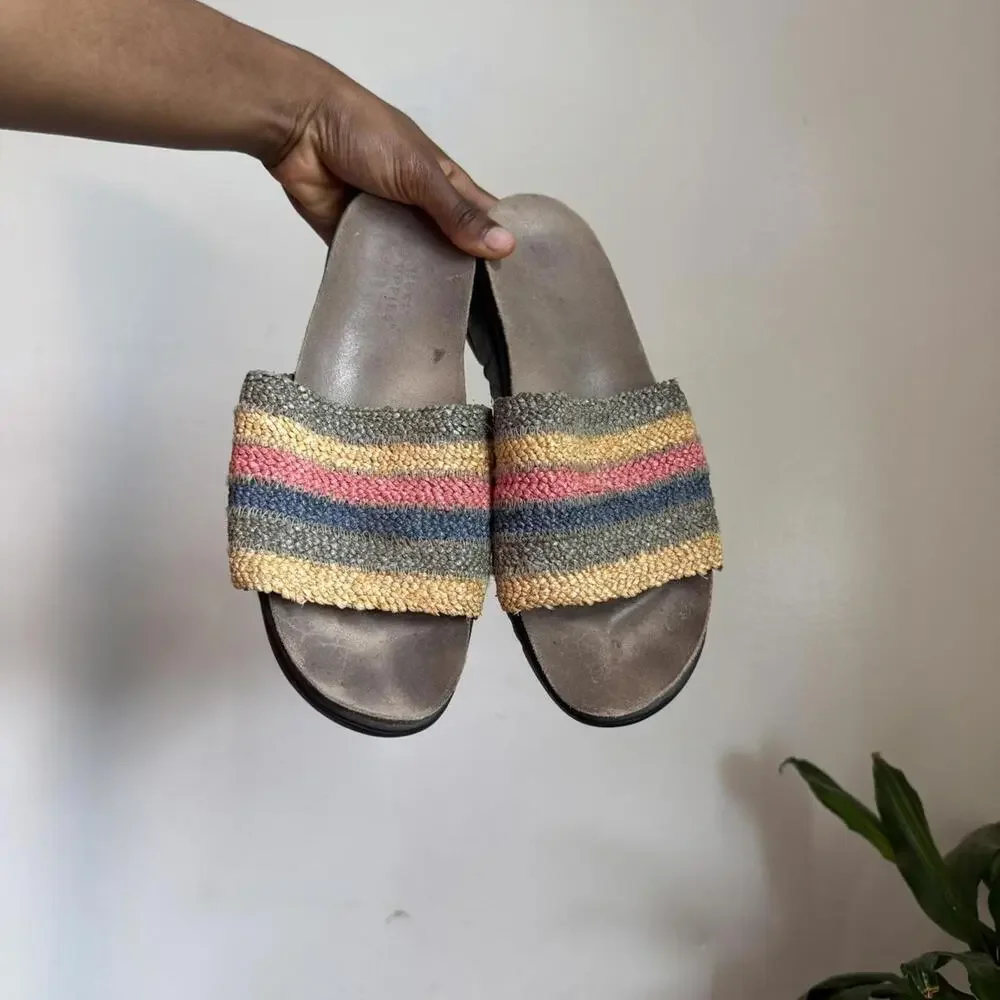 Vintage boho multi-coloured chunky platform‎ basket weaves sandals